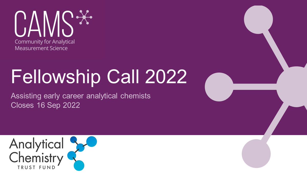 Community for Analytical Measurement Science (@cams_uk) on Twitter photo ACTF & CAMS Fellowship Call deadline is THIS Friday 16 September at 15:00HRS, it's not too late to apply!
Visit lnkd.in/eVDd-HcD for more details
#fellowship #analyticalchemistry #cams_uk #fundingopportunity ACTF & CAMS Fellowship Call deadline is THIS Friday 16 September at 15:00HRS, it's not too late to apply!
Visit lnkd.in/eVDd-HcD for more details
#fellowship #analyticalchemistry #cams_uk #fundingopportunity