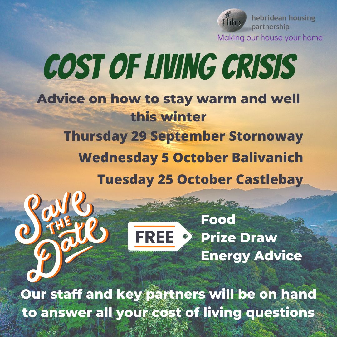 HebHousing's tweet photo. We're supporting @scothousingday! We will be launching a #sustainability competition on 21 September with our local primary schools. We are also holding a Cost of Living Tenant event in #Stornoway #Balivanich & #Castlebay https://t.co/hDczy8Ycq3