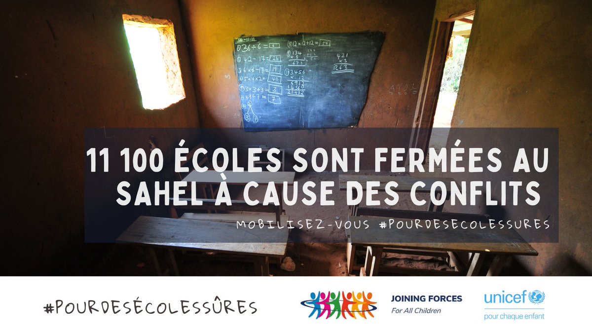 JO_ForcesWACA's tweet photo. Au #Sahel des centaines de milliers d’enfants n’auront pas de #rentrée 
 
Les attaques contre les écoles ont + que doublé entre 2019 et 2020 et plus de 11 000 écoles sont aujourd'hui fermées à cause des conflits. 
 
Soutenez la campagne #PourDesEcolesSûres https://t.co/dwjoV48lZO