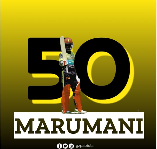 Innings Break! Another Marumani show, got his 3rd 5️⃣0️⃣ of the #ZimDomesticT10. 

Patriots 131/0
Marumani 78*
Mutumbami 41* 

Bulawayo Athletic Club need 132 runs to win from their 60 balls. 

#FambaWeZhira.