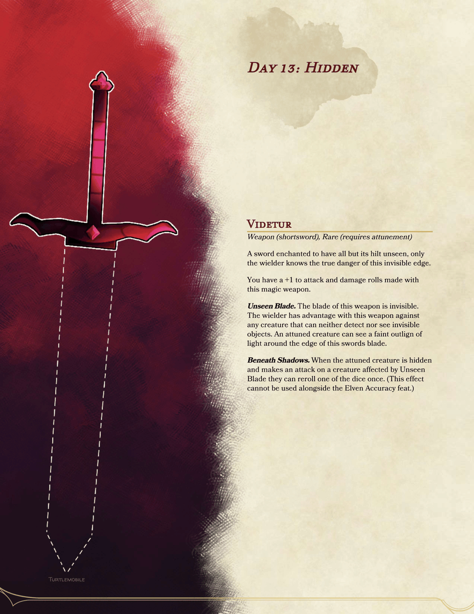 mobile_turtle's tweet photo. #swordtember #swordtember2022  #dnd
Day 13 - Hidden https://t.co/YgdqxXjBzT