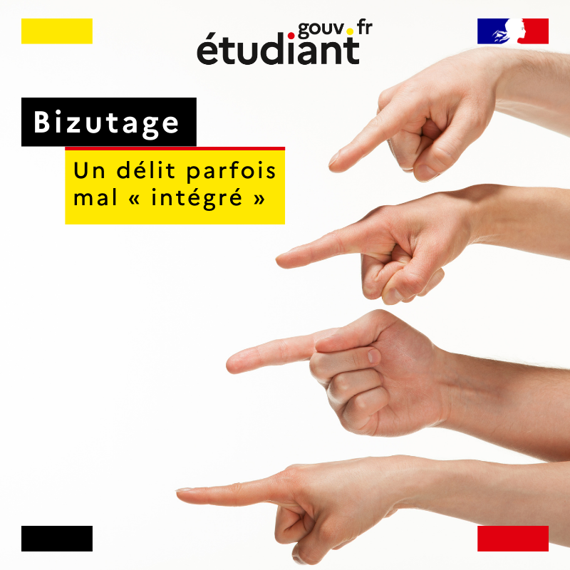 etudiantgouv's tweet photo. 🔴 Au cours d'un week-end d'intégration, il n’existe ni bizutage « bon enfant » ni pression du groupe acceptable.

⚠ Seulement des délits ⚠

Le bizutage est puni par la loi : jusqu'à 6 mois d'emprisonnement et 7 500 € d'amende.

+ d'infos 👉 https://t.co/pvUEqyCykR https://t.co/VlVz3vWPtr