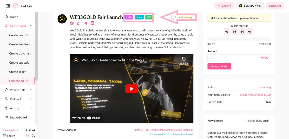 Well done to the <a href="/Web3GoldBsc/">Web3Gold</a> team for fulfilling the necessities to be granted the #Safu badge.

👉 Working with one of our trusted developers is one of the mandatory requirements for the #SAFU badge.

🚀 Check them out below: 

pinksale.finance/launchpad/0x3a…

#BSC #BNB #BTC #Crypto