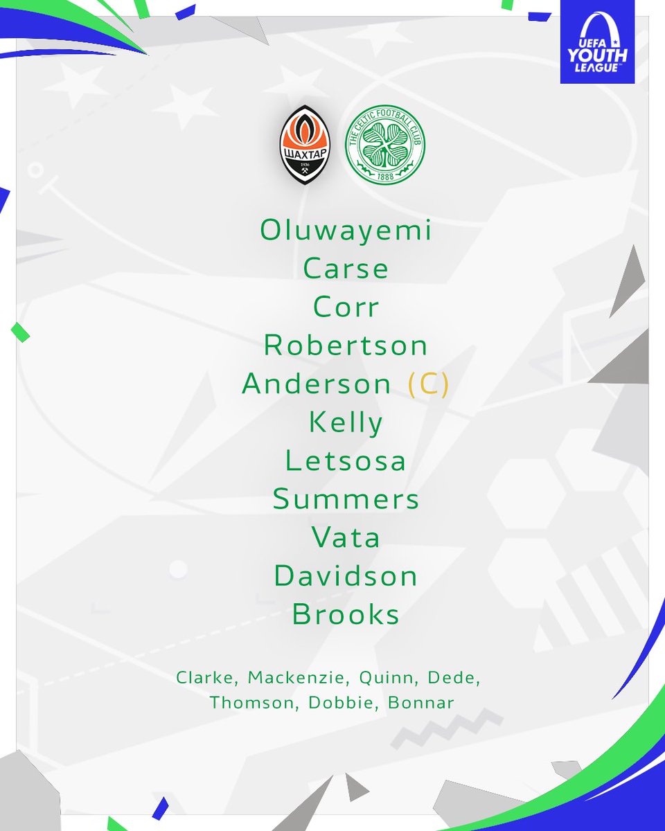 CelticFCB's tweet photo. 📋 #UYL Team News! 

Here’s how the Young Celts will line up in Warsaw ⤵️

#CelticFC | #ShakhtarCeltic | #COYBIG🍀 https://t.co/nEEPF5Fd0n