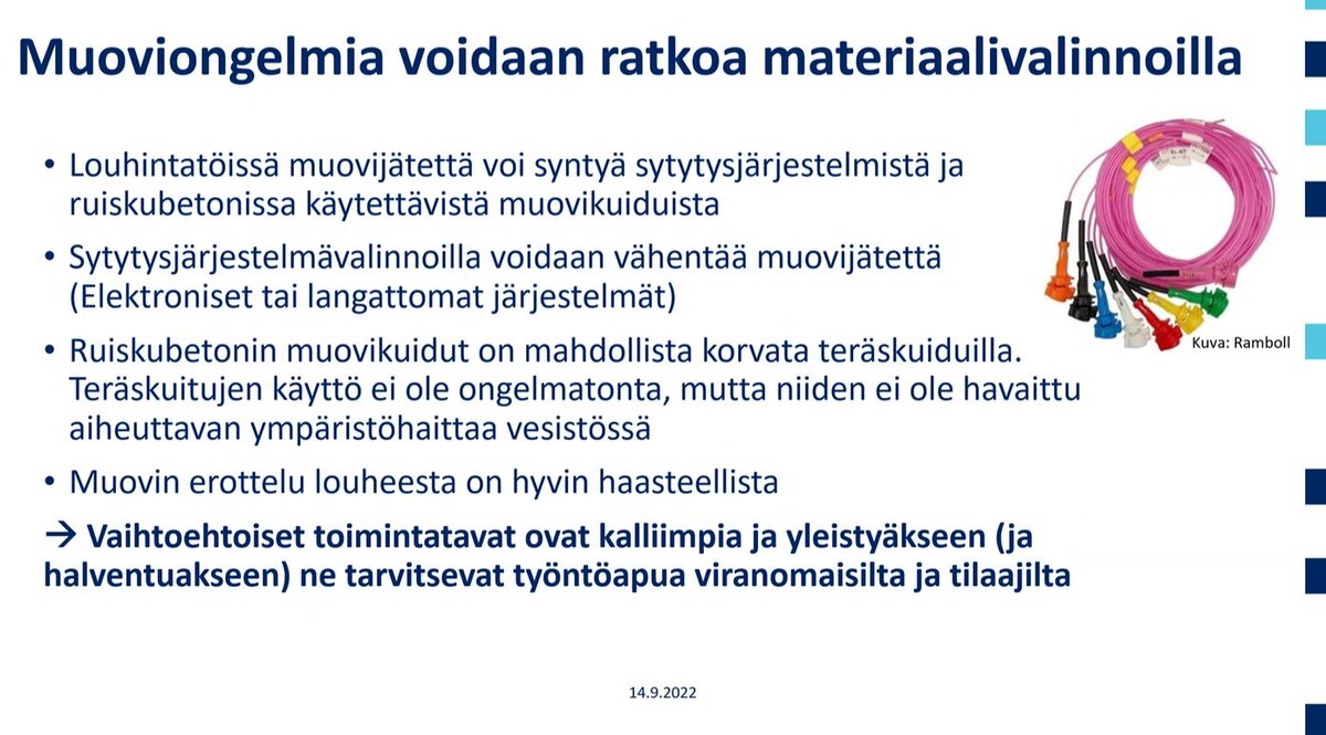 Terko Iikkanen <a href="/ramboll_fi/">Ramboll Finland</a> kertoi merten muoviroskat webinaarissa, että vesitäytöissä käytettävässä louheessa voi olla sekoittunut pienmuovijätettä, mikä voidaan huomioida suunnittelussa. Aiheesta jatkoi <a href="/katikaskiala/">Kati Kaskiala</a> <a href="/INFRA_ry/">INFRA ry</a> #SiistiRaksa #rakentaminen @roskaroope <a href="/WWFSuomi/">WWF Suomi</a>