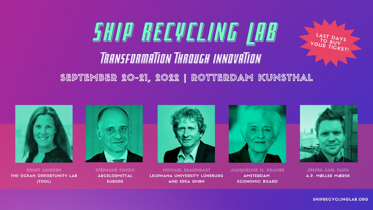 ShipRecLab's tweet photo. Only 1 week left to the #SRLab!
Are you ready to learn more about best practices for ship demolition and design?
Come and join Maersk, ArcelorMittal, Jacqueline Cramer and many more!
Buy your ticket for the #SRLab now: https://t.co/QYww8Z0iGT https://t.co/UvPGNZJSbq