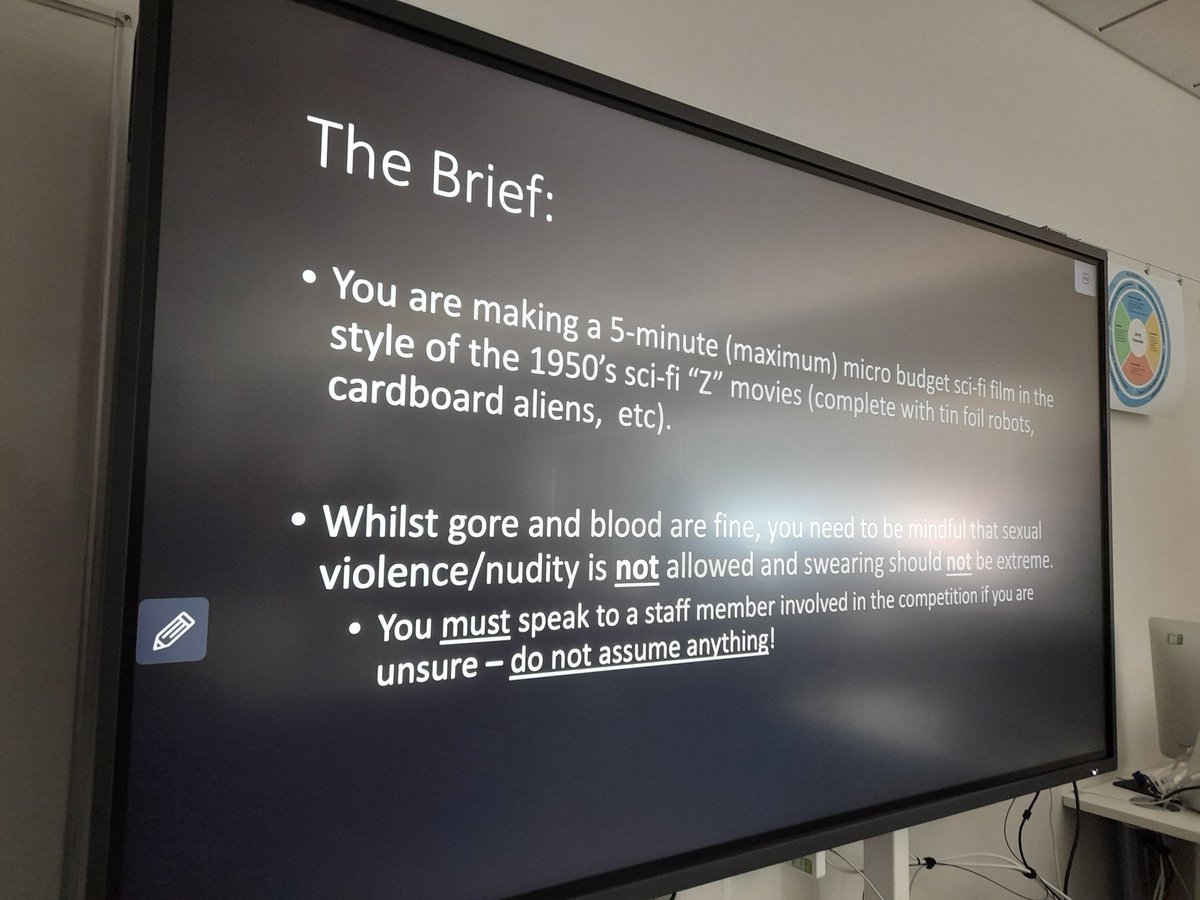 Start of our 3 day film experience cross curriculum creative writing TV special effects photography 
What an induction 
Live brief set by Dan Carter