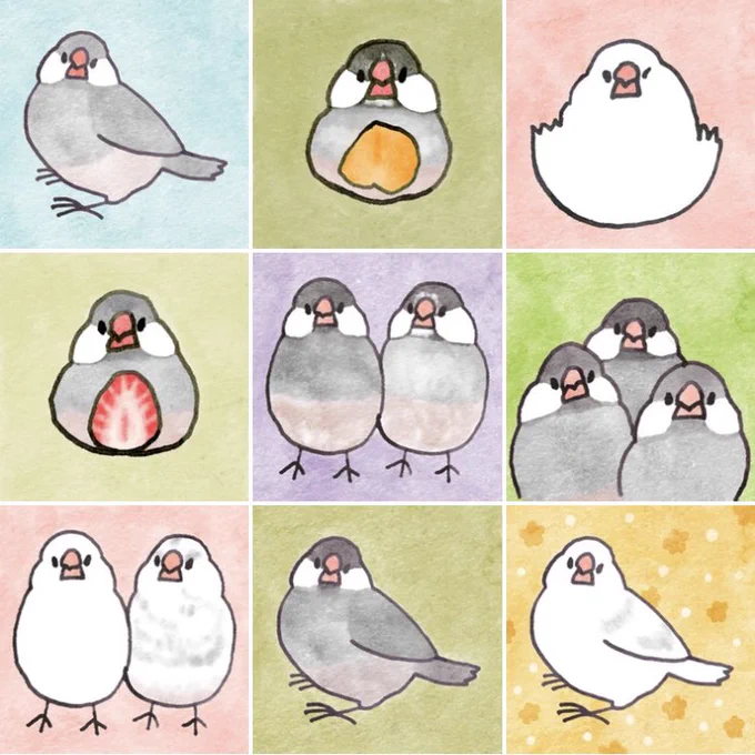 #なら文鳥博 に足を運んでくださった皆さんありがとうございます。初日から賑わっていてうれしかったです。次は17(土)、18(日)11時〜15時まで文鳥アイコンセミオーダー会を開催します。
今日は桜&amp;シルバーさん多めでした( ⁰⊖⁰)奈良限定いちご大福と柿大福のアイコンもいるよ( ⁰⊖⁰) 