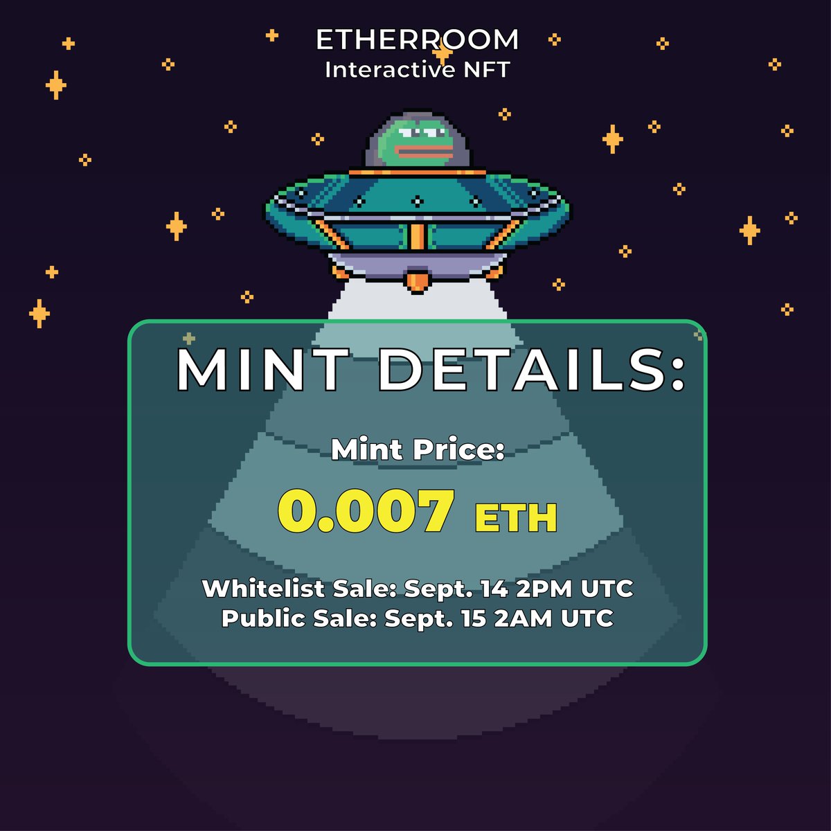 Less than 5h before our minting sched &amp; we strategically planned our mint price.

This allows us to gather a considerable # of holders to utilize our 2D side-scrolling gallery, Interactive NFT, Tamagotchi-like metaverse &amp; marketplace.

Lets build, learn and push #NFTs forward! 🚀