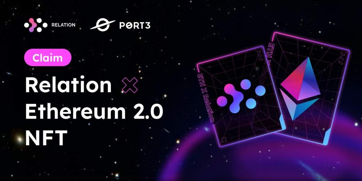 Port3Network's tweet image. Are you ready for the upcoming #ETHMerge?💎
To celebrate, @relationlabs and @Port3Network hold an exclusive ETH2.0  #NFTGiveaway

2️⃣0️⃣ x  #Relation_ETH2.0 Commemorative NFT

〽️5 x for Twitter followers :
✅Follow @relationlabs + @Port3Network
✅ Like &amp;amp; RT
✅Tag 3 Friends

48H ⏰