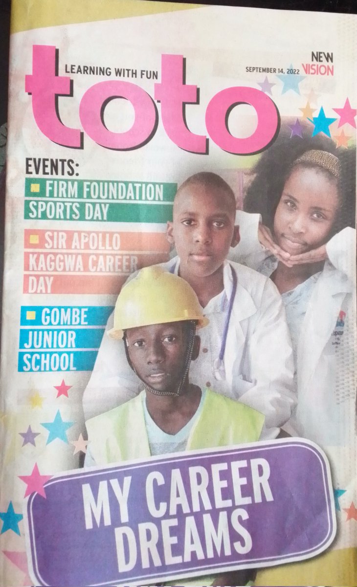 SakSchools's tweet photo. Today's @newvisionwire  #TotoMagazine showcases an article about our #P7CAREERDAY2022 #SirApolloKaggwaPrimarySchool Kisaasi
You can acquire yourself a copy of the Paper and witness part of our pupils' package.
@SirApollo_CPS
#WeIgniteExcellence https://t.co/2VEgXYAsGp
