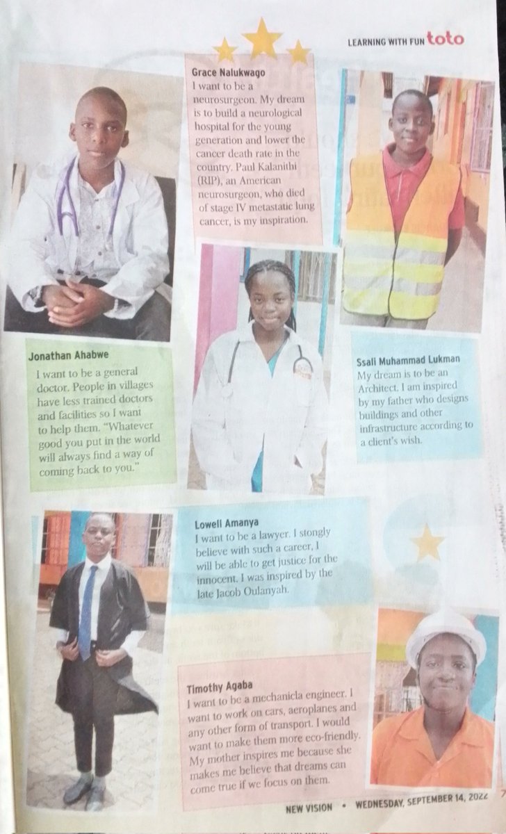 SakSchools's tweet photo. Today's @newvisionwire  #TotoMagazine showcases an article about our #P7CAREERDAY2022 #SirApolloKaggwaPrimarySchool Kisaasi
You can acquire yourself a copy of the Paper and witness part of our pupils' package.
@SirApollo_CPS
#WeIgniteExcellence https://t.co/2VEgXYAsGp