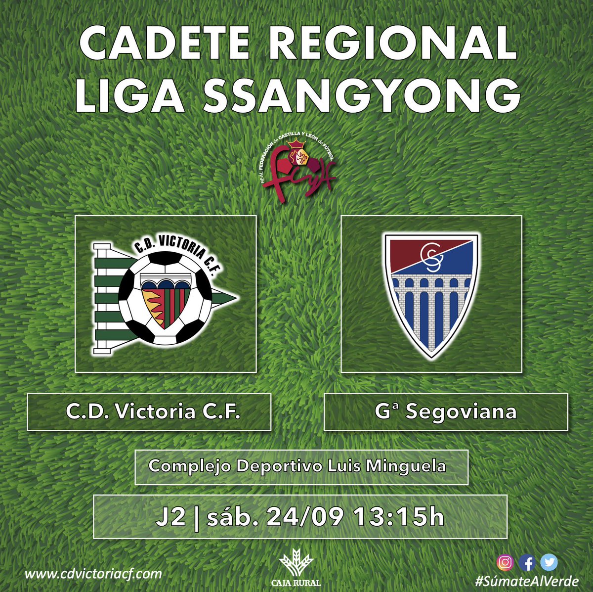 CDVictoriaCF's tweet photo. 🟢⚪️ CADETE REGIONAL |

🗓 Jornada 2 - 24/09/2022
🆚 @lagimnastica       
⏰ 13:15h
🏟 Complejo Deportivo Luis Minguela
📺 YouTube TV C.D. Victoria C.F.
🔗 https://t.co/aKhkRSCotY https://t.co/sh0xANW0xT