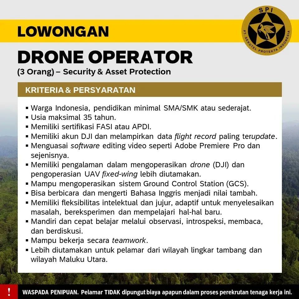 Binpotdirga's tweet photo. PT Sekutel Protekta Indonesia (SPI), the national security service company at the Gosowong Gold Mine operated by PT Nusa Halmahera Minerals (PTNHM), currently hiring skilled and highly motivated individuals to support the Company’s activities. Check this post! https://t.co/2us4mvqbcC