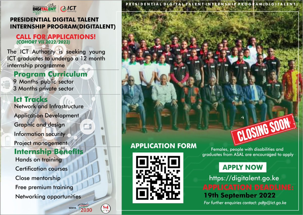 DigiTalentKenya's tweet photo. #IkoKazi #IkoKaziKe

Why wait until the last day? Today is the day. Young ICT and Engineering graduates its your time. Presidential Digitalent Program Cohort VII is now open for applications. Apply today https://t.co/tbVzmsUDOJ https://t.co/bWhVXa9dK8