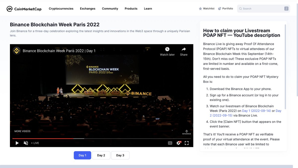 CoinMarketCap's tweet photo. Couldn't make it to #BinanceBlockchainWeek? 👀
#CMC's bringing all the live action to YOU! 📺 

Let's explore the latest insights &amp; innovations in the #Web3 space 💪 

#CMC also has a workshop on How to Determine Retail Market Sentiment 😉

👉 Enjoy: https://t.co/91P6cEZ9XI https://t.co/1qLYKN3Dbf