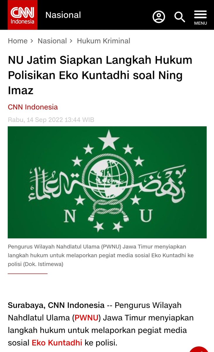 Sebagai warga Nahdliyyin pasti sangat mendukung NU Jatim untuk memproses secara hukum.

Justru andai saja kasus 'penghinaan/penistaan' ini hanya selesai dg materai/MAAF, akan menjatuhkan nama baik NU dan ponpes Lirboyo serta bisa membuat subur para buzzer penghina lainnya.