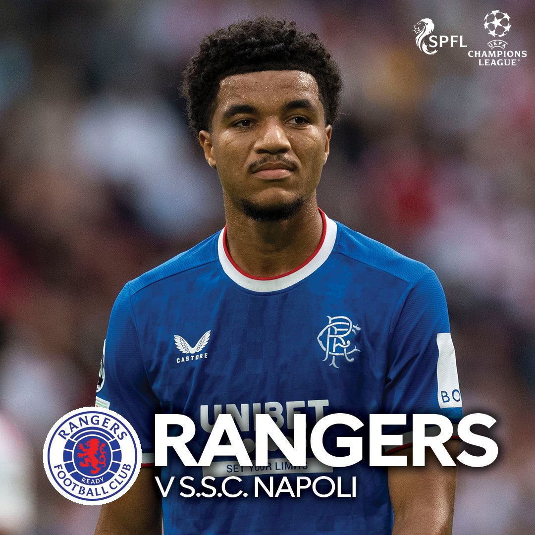 spfl's tweet photo. Good luck to @RangersFC, who face S.S.C. Napoli in #UCL group stage action tonight (8:00pm kick-off).

RT if you're backing Rangers! 🔵 https://t.co/XR1fWjrmjr