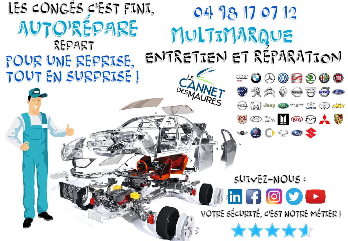 AutoRepar's tweet photo. Suivez-nous et faites des économies sur vos réparations ou entretien de #voiture chez @AutoRepar #LeCannetDesMaures😉
C'est la reprise, tout en surprise...
#Garage #Automobile #Multimarque #AutoRépare
https://t.co/HLloLvyNm9
https://t.co/AWUMQG3mP7
https://t.co/nE2VGHd0Fh https://t.co/PKWSAKNKg4