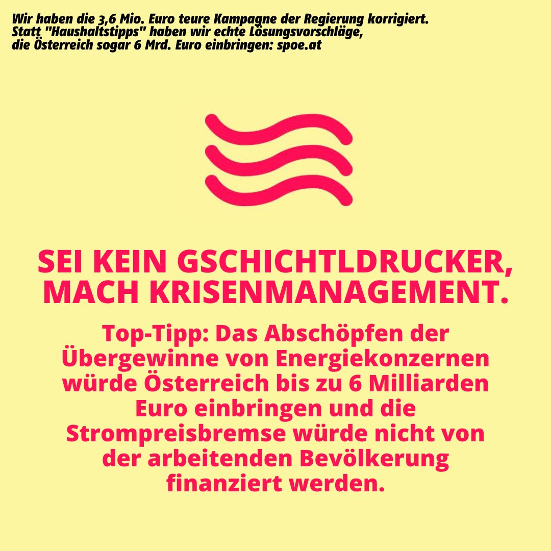 SPOE_at's tweet photo. Wir haben die 3,6 Mio. Euro teure Kampagne der Regierung korrigiert. Statt "Haushaltstipps" haben wir echte Lösungsvorschläge, die Österreich sogar 6 Mrd. Euro einbringen. Mehr dazu: https://t.co/My8XjajN1o https://t.co/eBUR68yQaj