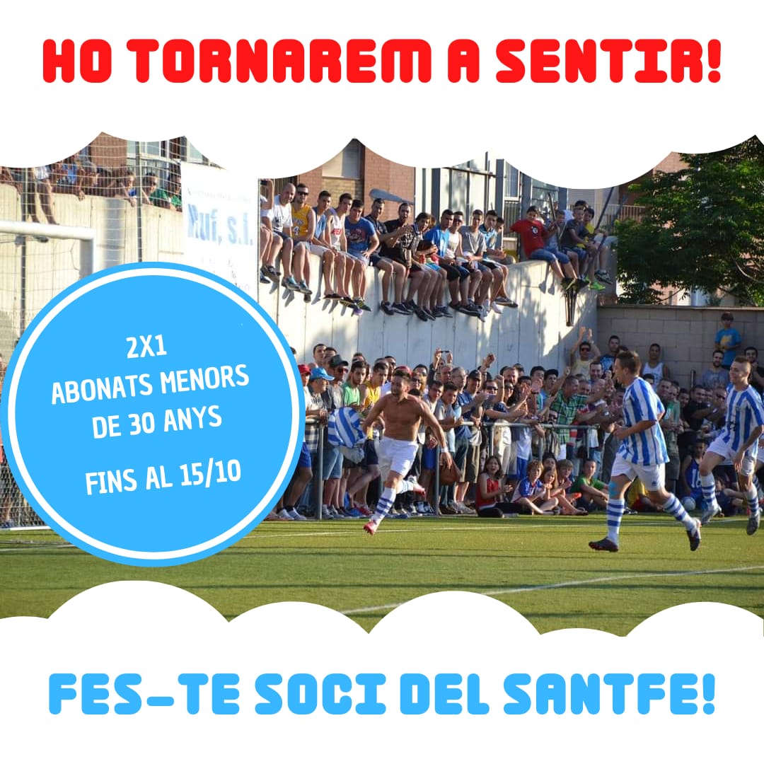 SantfeliuencFC's tweet photo. Preus per a socis i sòcies temporada 2022-23.
NOVETATS: Carnet d'abonat
GRAN OFERTA 2X1: Fins el 15 d'octubre per abonats menors de 30 anys (grada jove)
SOCIS i SÒCIES: Preferència seients tribuna central.
#Socis #Abonats #GradaJove
#HoTornaremASentir
➡️santfeliuencfc@gmail.com https://t.co/072NtyiDtd