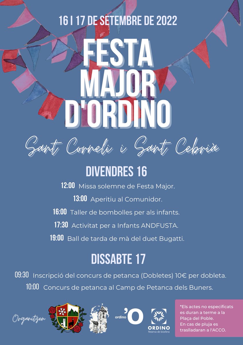 A #ordinoesviu celebrarem divendres la festa major, en honor al patró d'Ordino Sant Corneli i Sant Cebrià.