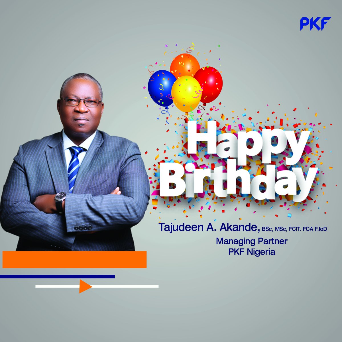 PKFNigeria's tweet photo. To constantly inspire and drive a growth mentality is the best gift you have given us.
Today and always, we celebrate the man and leader that you are.

Happy Birthday @TajAkande, Managing Partner, PKF Professional Services. https://t.co/5JDgxRWvSH