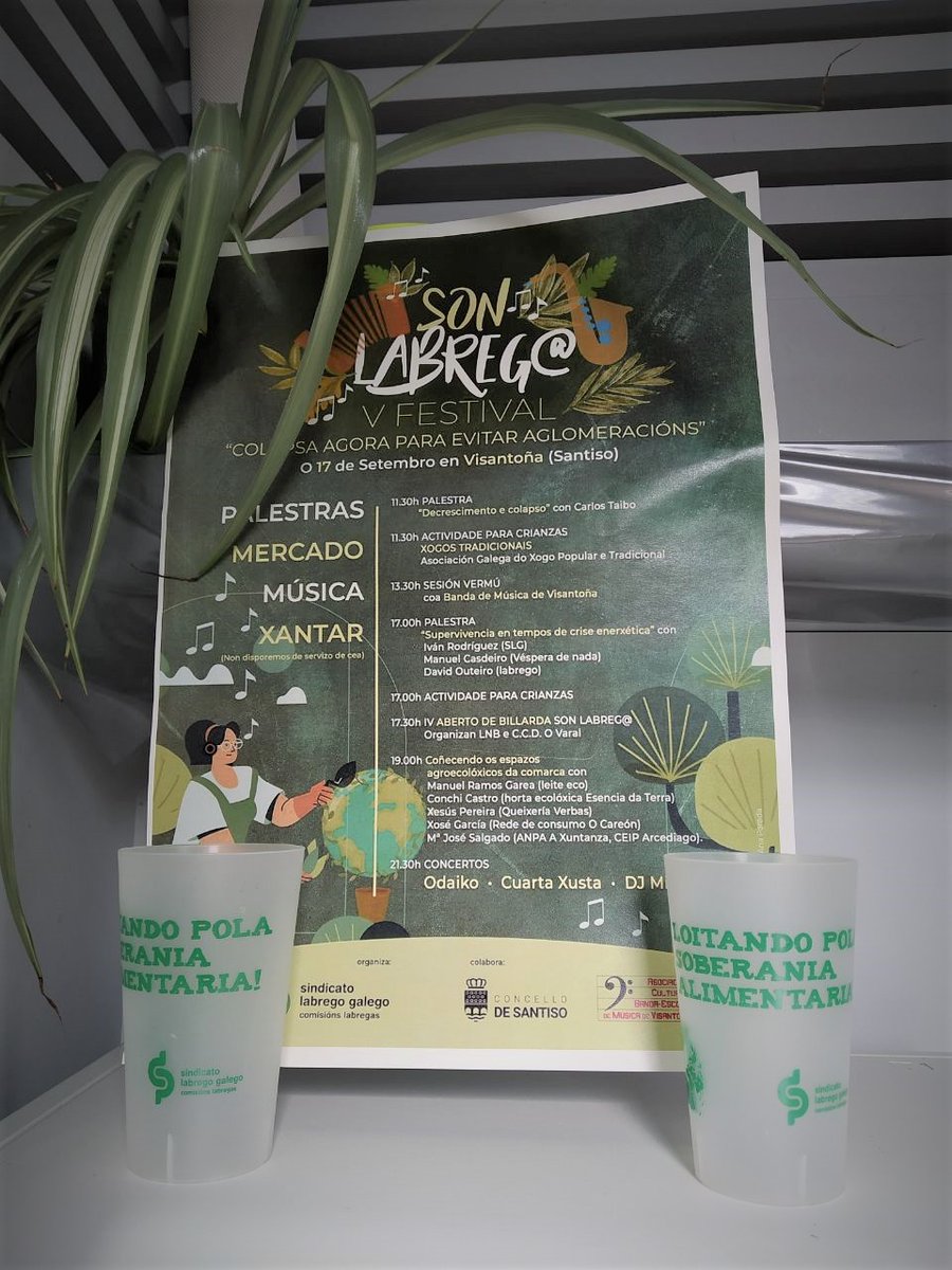 SLG_labregxs's tweet photo. ℹ️No #SonLabregx teremos á disposición de todas as persoas asistentes ECOVASOS 🥤reutilizábeis co custe dun 1€ (que non retornaremos).  
💡Así que, se queres, podes traer o teu vaso da casa para aforrar e axudar a xerar - RESIDUOS e + VIDA 🌾 https://t.co/L2qm4MPY6e