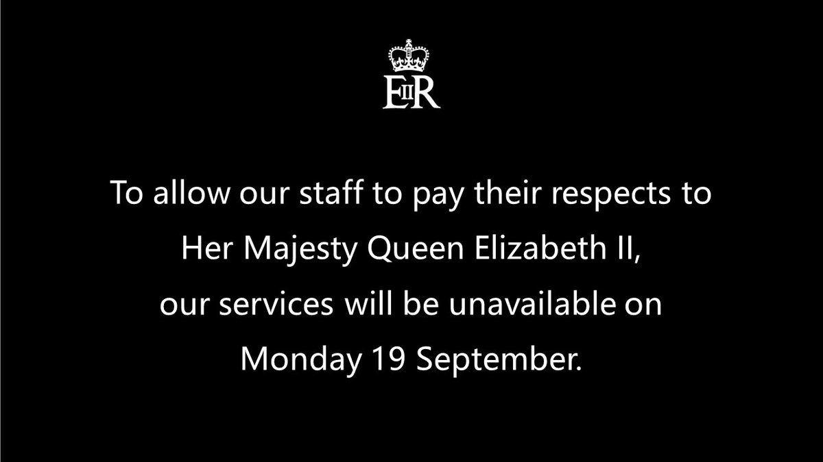 To allow our staff to pay their respects to Her Majesty Queen Elizabeth II, our services will be unavailable on Monday 19 September.

All garden waste, refuse and recycling collections will take place a day later than usual.

Normal collections will resume on Monday 26 September.