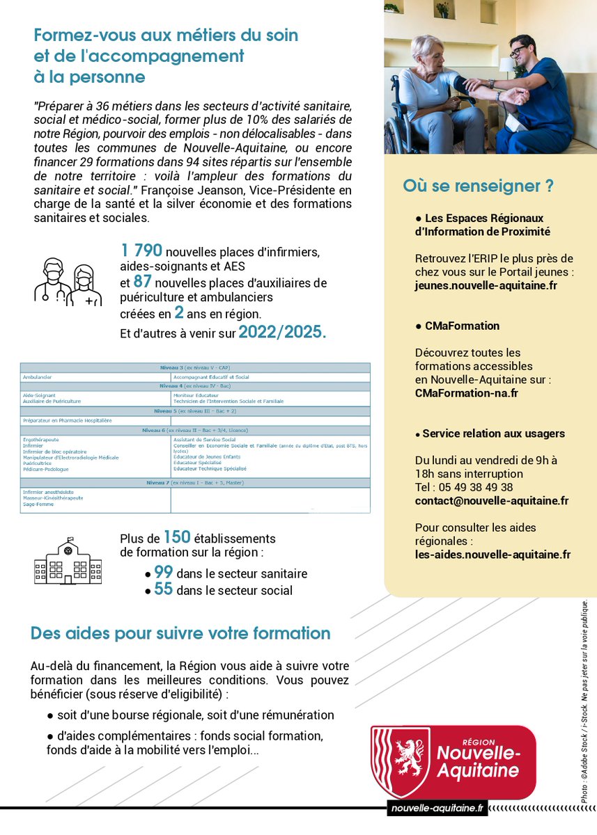 [FORMATION]
LES METIERS DU SANITAIRE ET SOCIAL RECRUTENT ! 
Plus d'infos auprès de vos conseillers IEBA.
#nouvelleaquitaine #travailsocial