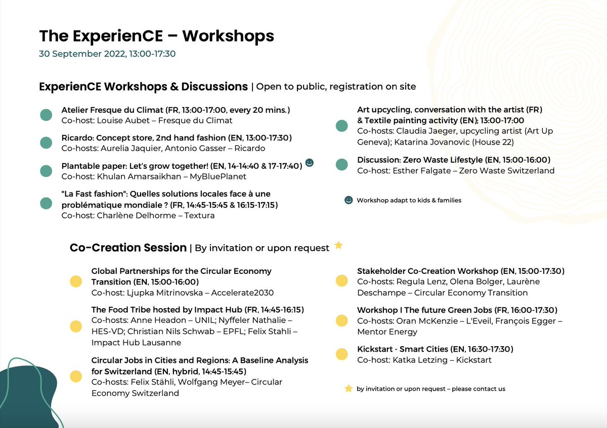 ImpactHubCH's tweet image. The Agenda of The ExperienCE - Soft-opening of Beaulieu Circulaire and Circular Economy Transition national Event is out! Join us cet-thefutureiscircular.ch @impacthubgeneva 
#CETransition #CircularEconomy #CircularSwitzerland