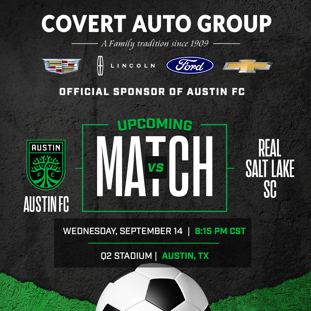 CovertFordLinc's tweet photo. TONIGHT the @AustinFC will be facing off against the Real Salt Lake SC at Q2 Stadium here in Austin, TX!
#Soccer #ATXsoccer #ProSoccer #FC #CovertFord #CovertLincoln #CovertAutoTexas #CovertTexas #GrowTheLegend #Verde #Listos #CultivaLaLeyends #CovertAutoGroup #AustinFC https://t.co/7Hnv9Gctj9