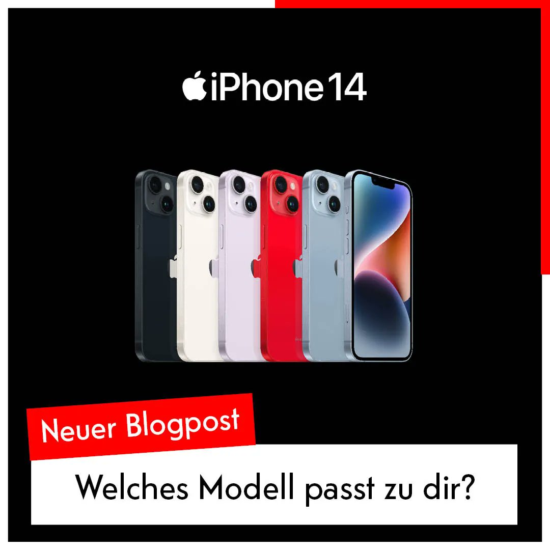 Die neue iPhone-Generation kommt gleich in vier verschiedenen Ausführungen. 📱 iPhone 14, Plus, Pro und Pro Max. Welche davon ist die richtige für dich? Unser Blogbeitrag verrät es dir. 😉👉  bit.ly/3qCQ6qM