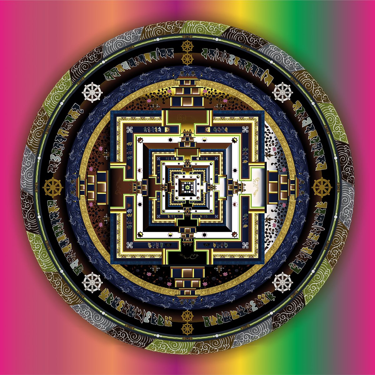 A mandala is a visual representation of a tantra. Mandalas can be constructed in materials like sand, paint, and wood, or they can be actualized meditatively. The Kalachakra Mandala is a visual depiction of the Kalachakra Tantra.#NFT #NFTCommunity #NFTGiveaway #Crypto