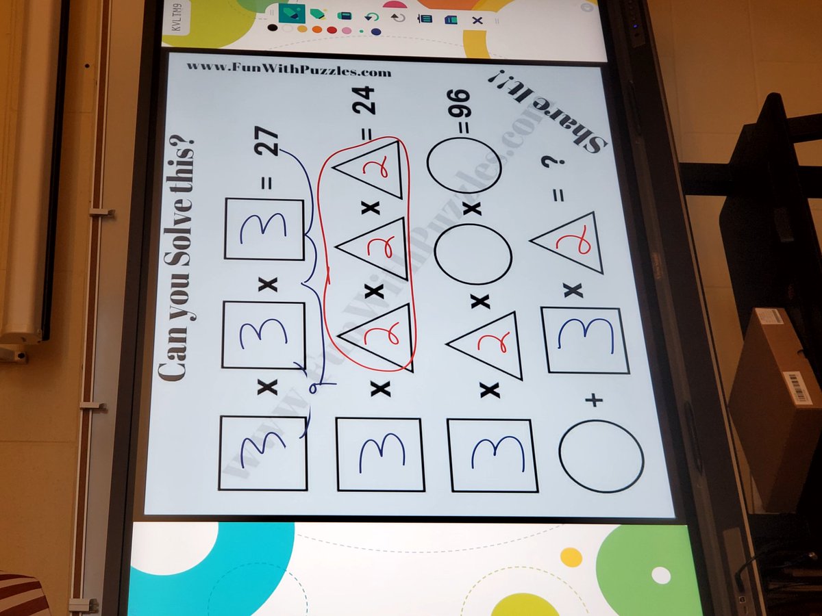 (In Ms. Kraft's room at Ridgeway today.) It's incredible the amount of math & mathematical practices that can be drawn out of these types of puzzles. Students engaged and thinking at high levels with a 'starter'! #BigBlueOnTheMove