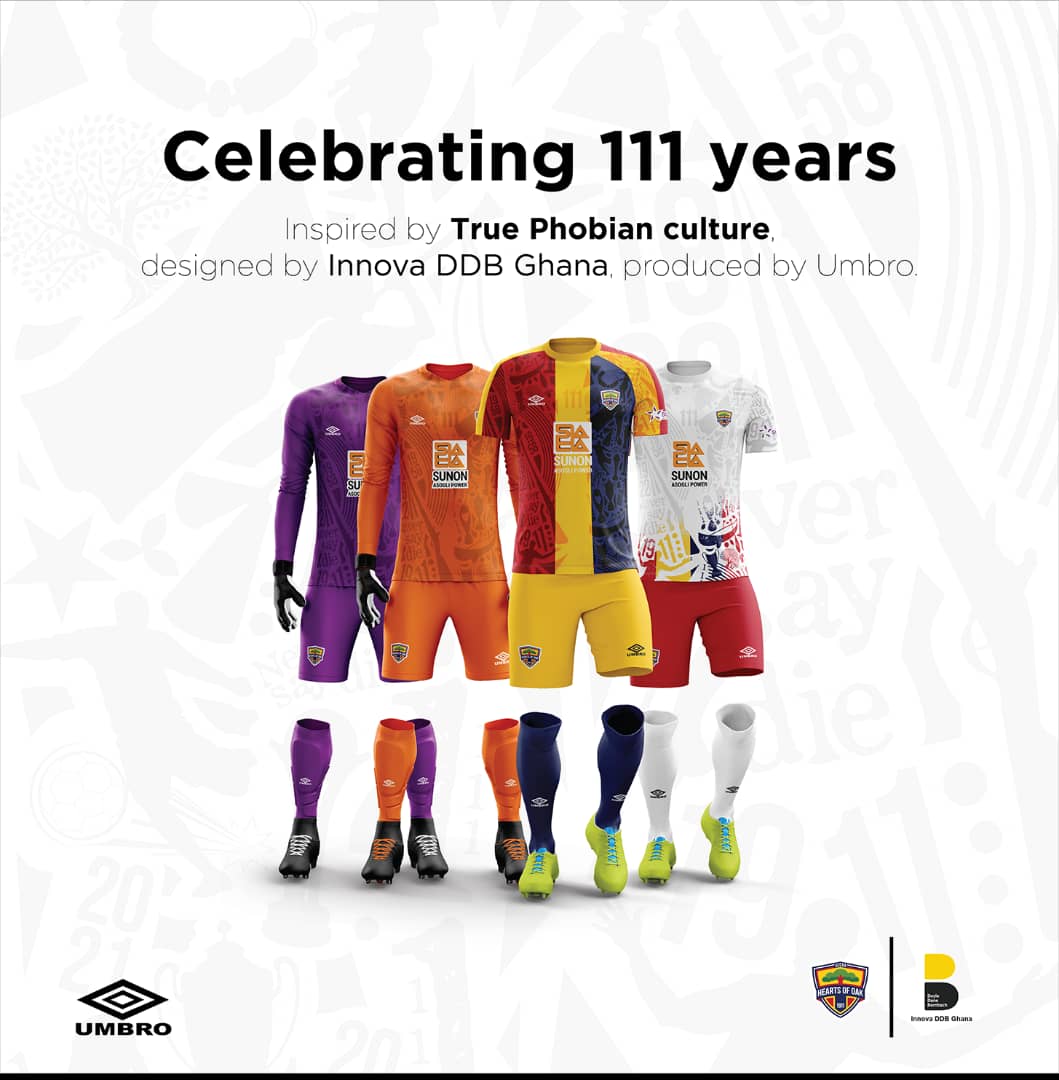 HeartsOfOakGH's tweet photo. New Jersey | 🔴🟡🔵
When you look deep within, you can find the power to redefine the status quo.
A big thanks to Innova DDB an indeginous Ghanaian Brand for bringing to reality an iconic 111th Anniversary jersey. We are grateful for this powerful design.
#INNOVADDB
#UMBRO https://t.co/05i6vw0Huz