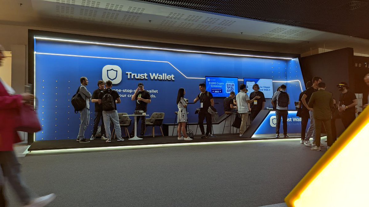 TrustWallet's tweet photo. Thanks to everyone who visited our booth today! We've had hundreds of #crypto projects and enthusiasts alike come and say bonjour!

You may have caught our CEO @EowynChen at the booth earlier too 👀

Till tomorrow #TrustWallet fam 💙
#BinanceBlockchainWeek #TrustWalletParis https://t.co/QXads7xfOT