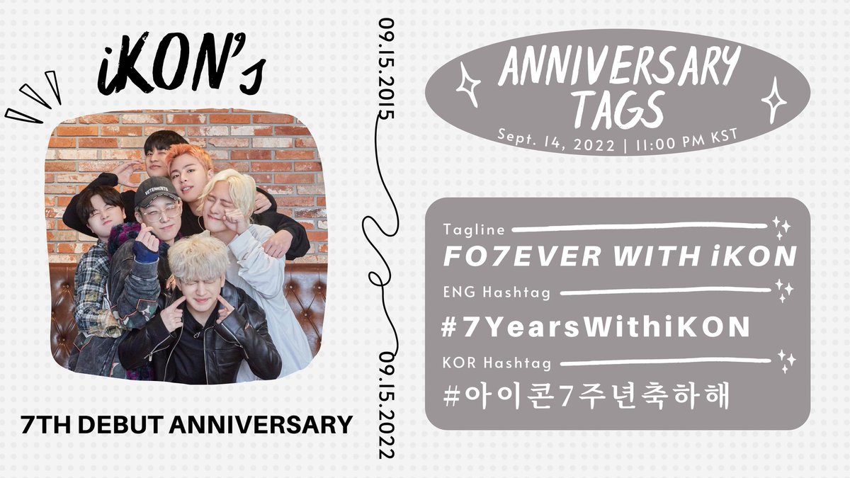 iKON_stats's tweet photo. [MASS TWEET ACTIVITY]

It's iKON's 7th Anniversary! Let's celebrate using the official tags!

Reply separately with:
- iKON Members
- 7 Favorite iKON Songs
- 7 Favorite Group Photo
- 7 Bias Photo

🎯200 RT
🎯500 Replies

FO7EVER WITH iKON
#7YearsWithiKON
#아이콘7주년축하해 https://t.co/pc8D6mHzX2
