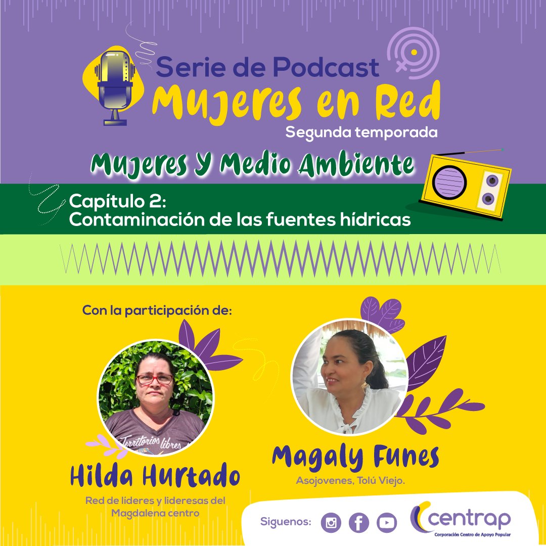 Podcasts Mujeres en Red, una realización Centrap.
Capítulo: 2 Contaminación de las fuentes hídricas.
El agua es fundamental para la vida y un derecho humano primordial.
youtube.com/watch?v=RvetXv… 
#mujeresEnRed #PodcastMujeres #tejedorasdelpensamiento