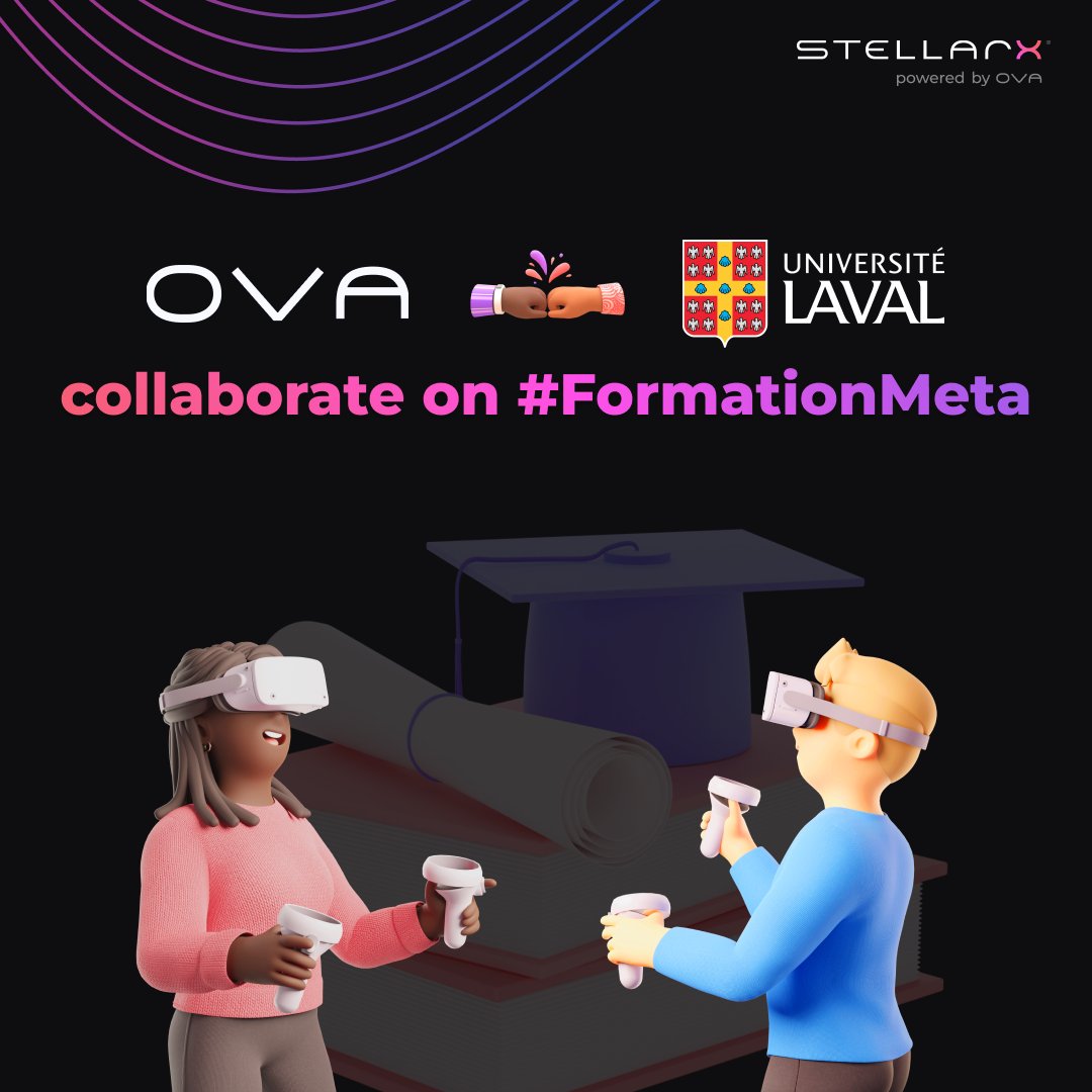ova_xr's tweet photo. We're collaborating with @UniversiteLaval on #FormationMeta, a metaverse training project where ed-tech students get to experiment with @stellarx_ai to design training courses in VR.🎓 📚 🚀
#metaverse #VR #AI #builtwithStellarX https://t.co/4KSShfyzJ9