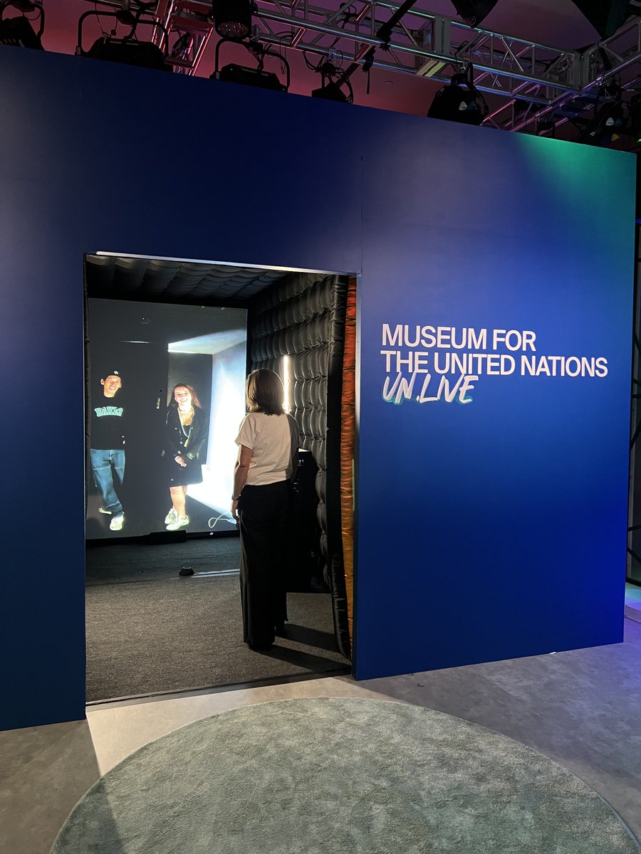 MelissaFleming's tweet photo. Excited to be hosting one of the 25 @museumfortheun  live portals in our @UN SDG studio. Amazing technology to interact with people all over who are changing the world as if they were standing right in front of you. https://t.co/cFYjyAy1xI
