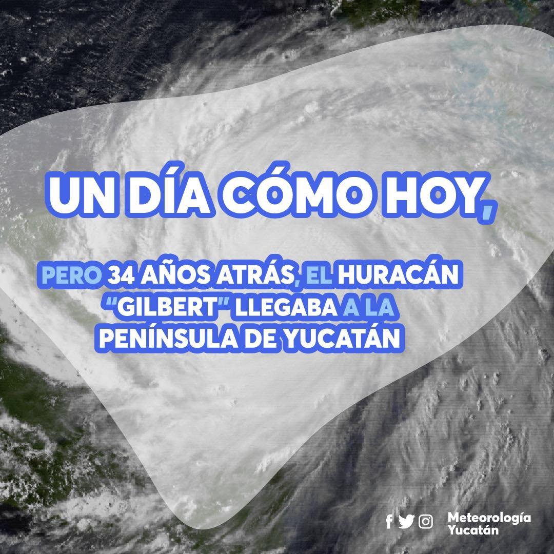 ClimaYucatan's tweet image. 🌀⛈Un día como hoy pero 34 años atrás, el huracán &quot;Gilbert&quot; llegaba a la Península de Yucatán 
¿Quién vivió este acontecimiento? Les invitamos a compartir sus historias