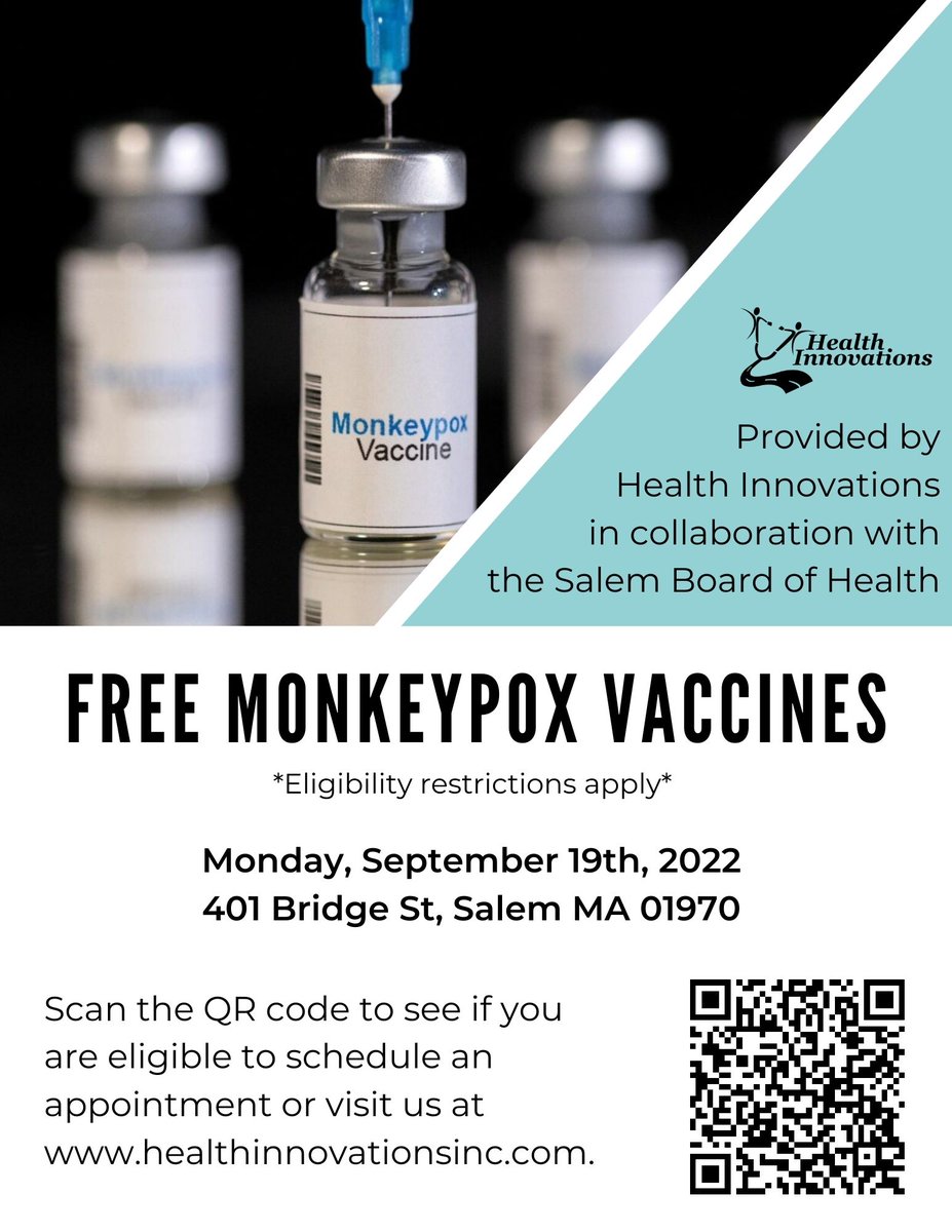 Salem BoardOfHealth on Twitter "Free Monkeypox vaccine clinic at the