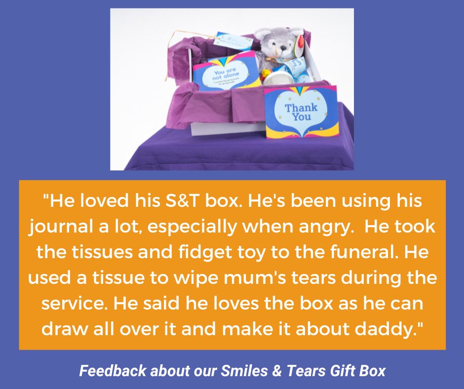 nelsonsjourney's tweet photo. We recently received the following feedback from a service user who received a one of our Smiles &amp; Tears gift boxes

To find out about our Smiles &amp; Tears Gift Boxes or to order one for a bereaved child or young person you know, visit our website https://t.co/SrkjZNl8rP https://t.co/Og1MYZQZG7