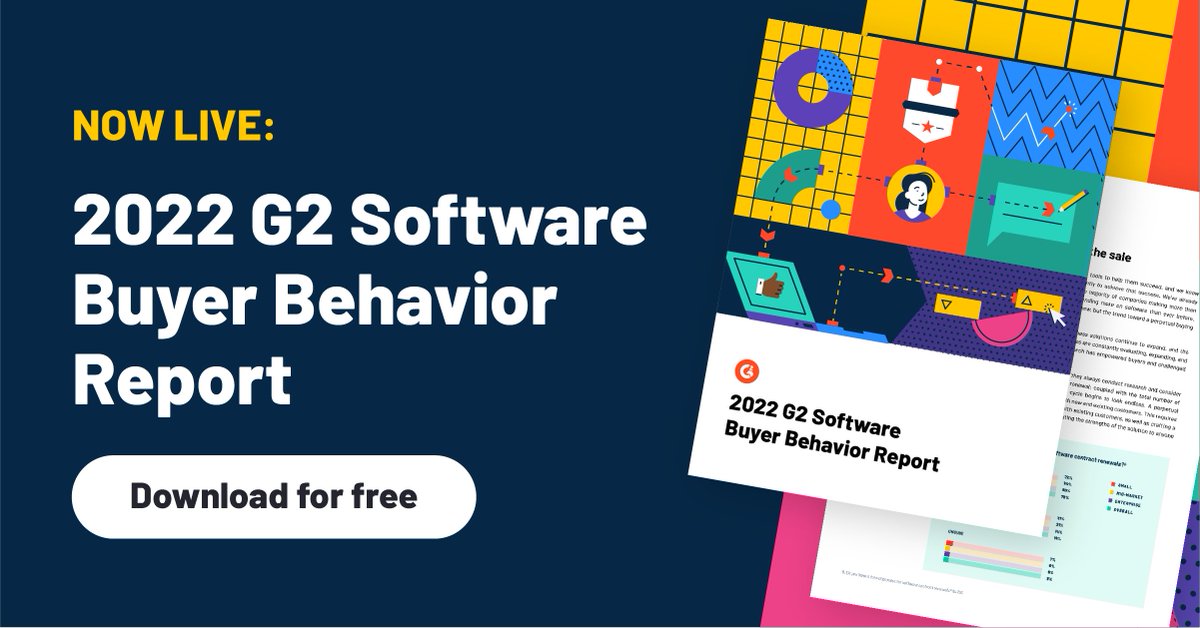 G2dotcom's tweet photo. After surveying 1k+ global #B2B decision makers, what did we learn about the #softwarebuying landscape? Well, A LOT. 🤩
Our NOW LIVE 2022 Software Buyer Behavior Report 📊 tells all.
See what the top 3️⃣ trends from the report are from @amandamalko: https://t.co/GaZCKzVdPh https://t.co/5lTY5bgw76