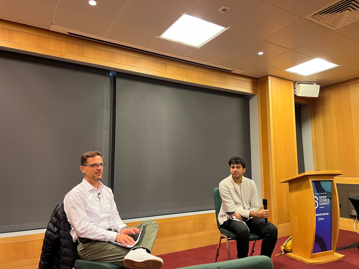linuxfoundation's tweet image. Soumith Chintala from @MetaAI and Dr. Ibrahim Haddad from @LFAIDataFdn host a fireside chat about @PyTorch at #OSSummit! #PyTorchFoundation #PyTorch #AI