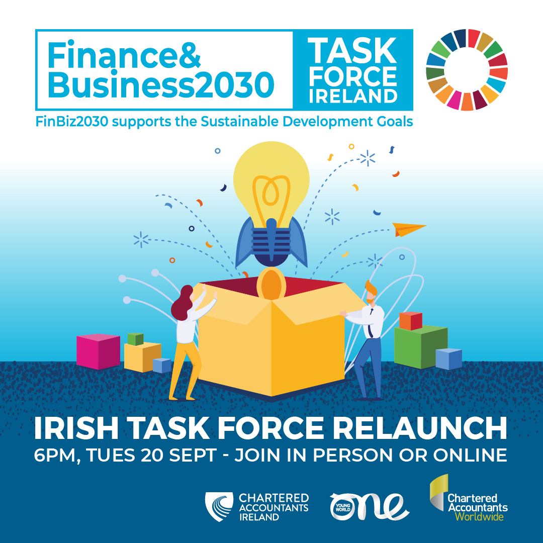 The #FinBiz2030 Irish Task Force supports the #finance & #business community in achieving the UN SDGs by 2030. 

We're welcoming new members so if you'd like to hear more, join our relaunch event next Tuesday.

Register at http://bit.ly/TFRelaunch. @CharteredWW @OneYoungWorld 