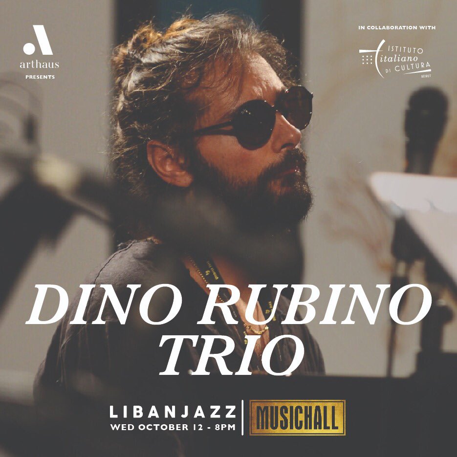 MUSICHALL BEIRUT 
Dino Rubino Trio live in concert at MusicHall Beirut on Wednesday, October 12 at 8pm. 
Tickets are sold <a href="/Antoine_Online/">Antoine Online</a> 
#musichall #musichallbeirut #byelefteriades #dinorubinotrio #livemusic #liveshow #concert #italy #jazz #musician #libanjazz 
<a href="/libanjazz/">Liban Jazz</a>