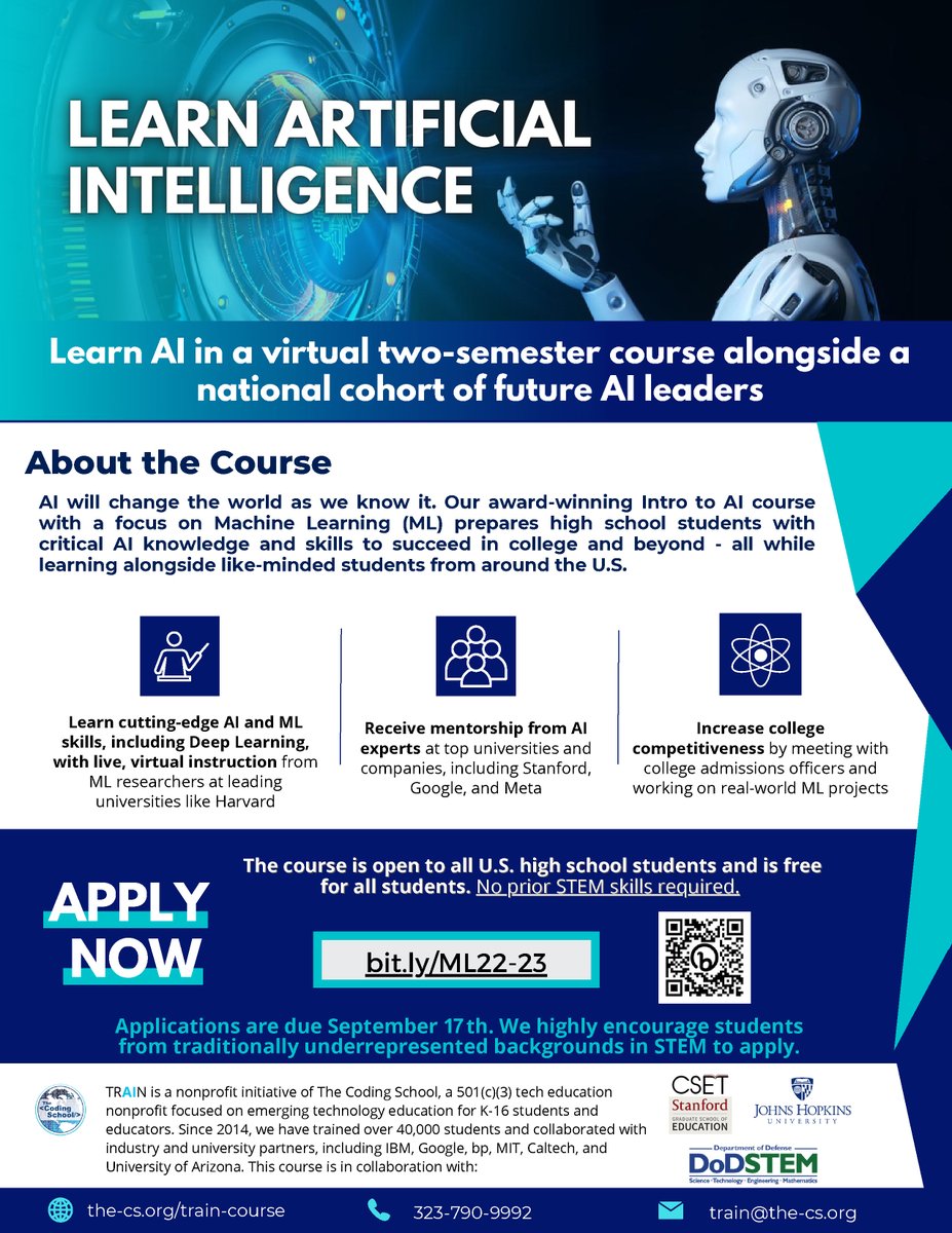 Heads-up, Stanners! A great opportunity to learn AI is being offered in partnership with #TheCodingSchool and the deadline is quickly approaching! See flyer for more details >>>