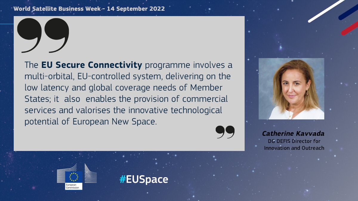 🇪🇺 EU Defence and Space (@defis_eu) on Twitter photo Today, DG DEFIS Director for Innovation and Outreach, Catherine Kavvada, discussed the benefits of the future 🇪🇺🛰️ EU Secure Connectivity programme at the @WSBW_Summit in #Paris 🇫🇷 Today, DG DEFIS Director for Innovation and Outreach, Catherine Kavvada, discussed the benefits of the future 🇪🇺🛰️ EU Secure Connectivity programme at the @WSBW_Summit in #Paris 🇫🇷